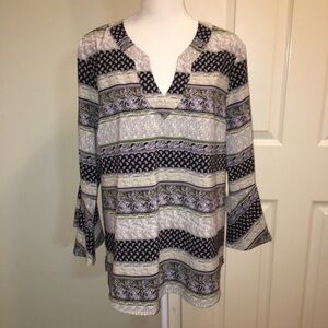 Kim Rogers V-Neck Blouse With Bell Sleeves